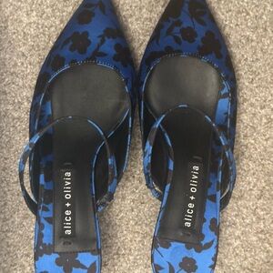 Alice + Olivia Black and Blue Floral Heels